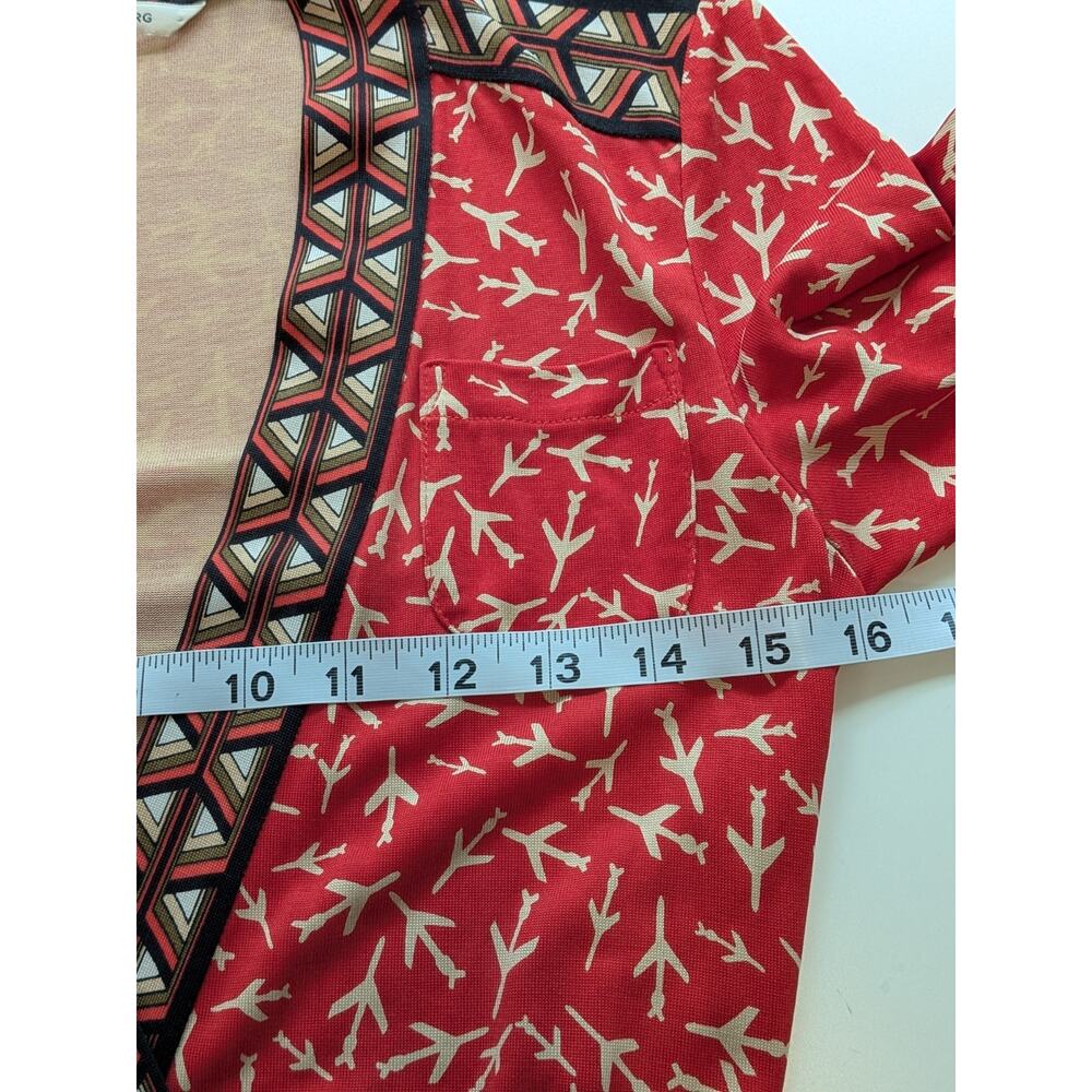 Diane von Furstenberg Lucinda Silk Wrap Dress Womens Size S Red Airplanes - Picture 10 of 11